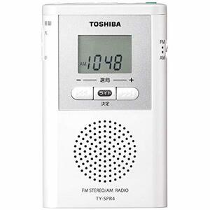 東芝 ワイドFM/AMポケットラジオTOSHIBA TY-SPR4-W(中古品)　(shin