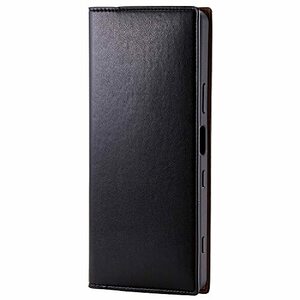 エレコム Xperia 1 III レザーケース 手帳型 RICERCA(Coronet) ブラック PM-X212PLFYILBK(中古品)　(shin