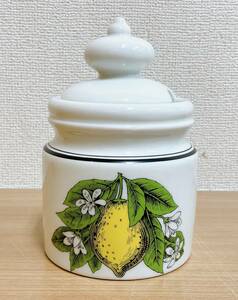 【フランス製 porcelaine d'auteuil ジャムポット】葡萄・レモンの絵/インテリア/可愛い/シュガーポット/S59-116