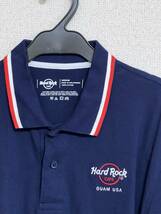 ■新品未使用 Hard Rock CAFE ハードロックカフェ GUAM グアム購入 半袖 ポロシャツ M ネイビーブルー 紺 ゴルフ スポーツ レジャー _画像2