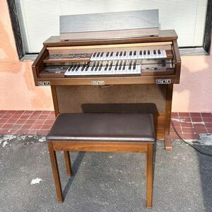  Gifu префектура сидэ . блок хранение средний!YAMAHA Yamaha electone Yamaha Electone FC-10 Electric Organ стул имеется 