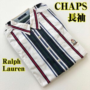 CHAPS Ralph Lauren チャップス ラルフローレン ボタンダウン 長袖シャツ ワンポイント刺繍ロゴ マルチストライプ