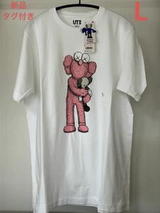 新品未使用タグ付き UNIQLO x KAWS コラボTシャツ L 白 カウズ