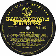 ビートルズ　Please Please Me. Gold & Black. リプロレコードレーベルステッカー１００㎜_画像2