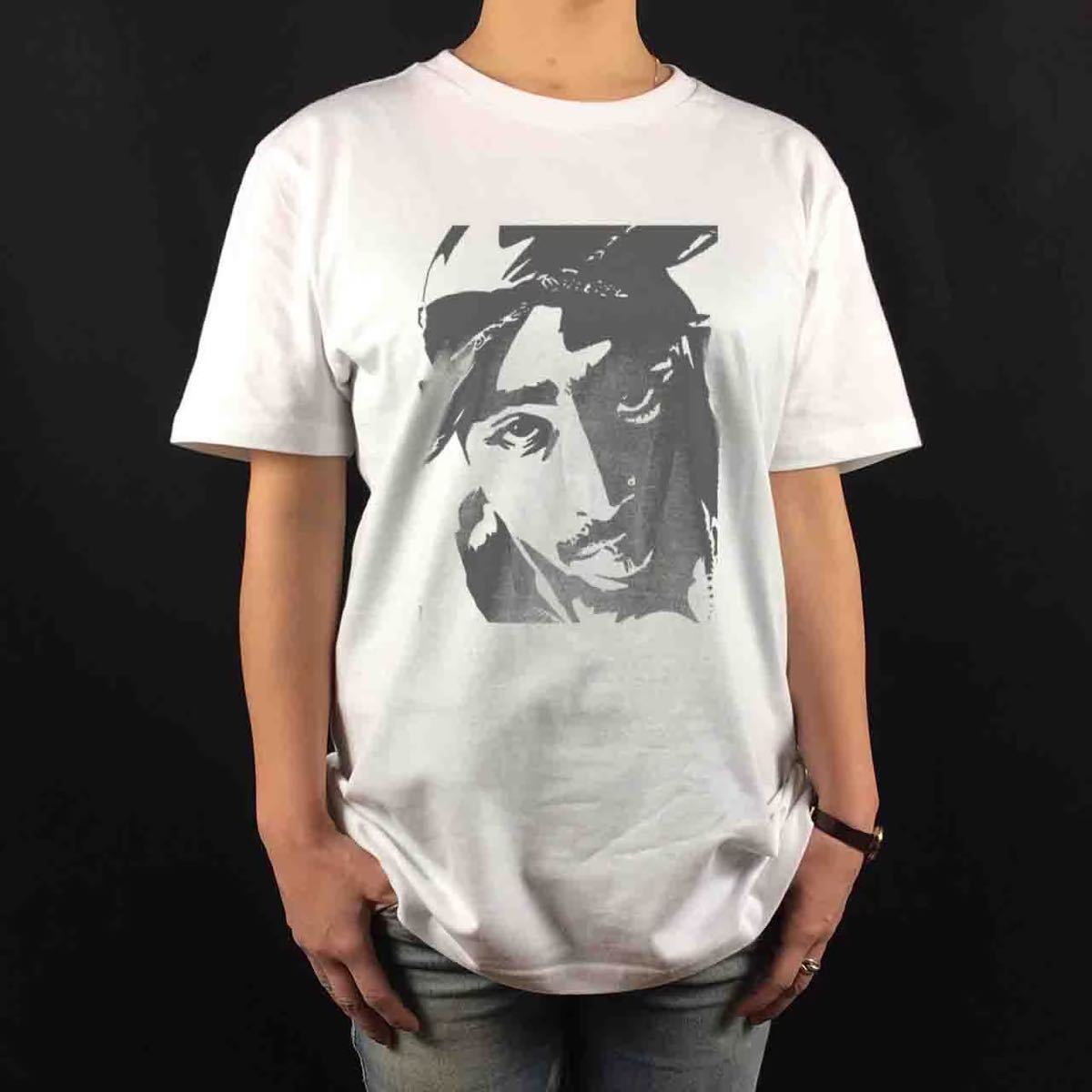Новая 2pac Westside Gangsta Хип-Хоп Монохромная футболка с рисунком SML XL Big Oversize XXL ~ 5XL Длинная футболка T Parka, произведение искусства, рисование, портрет