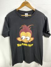 ■ ビンテージ DELTA ” WHO FLUNG Poo? ” モンキー メッセージ イラスト 半袖 Tシャツ サイズM ブラック アメカジ 猿 サル ■_画像1