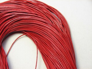 本革紐 丸タイプ 1mm 10cm単位 レザー レッド (RD) 赤