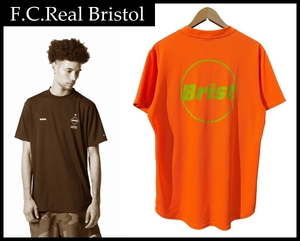 送無 使用感の少ない美品 F.C.Real Bristol エフシーレアルブリストル 19ss CIRCLE LOGO S/S TOP サークル ロゴ 刺繍 Tシャツ オレンジ L