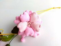 ちりめん細工 桜 さくら 3連 つるし飾り 縮緬 手作り 逸品 ハンドメイド 手芸品 483_画像4