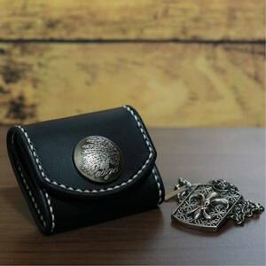 [ cow original leather * cow leather ] coin case Indian Skull hand made 