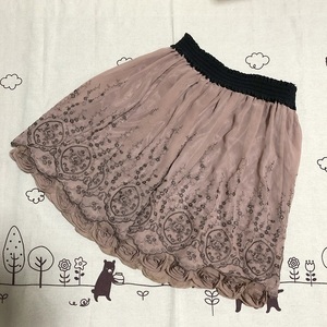 ■ axes femme 【 良好 】 ミニスカート 薔薇 M ■ ピンク ベージュ 可愛い スカート ミニ / アクシーズファム