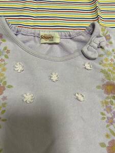  last discount! Thule Souris* reverse side nappy long sleeve sweatshirt * size 110* purple *. flower * inspection Familia Mezzo Piano 