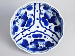 古伊万里　金魚の図　大振り輪花　膾皿　NO.C3-4348