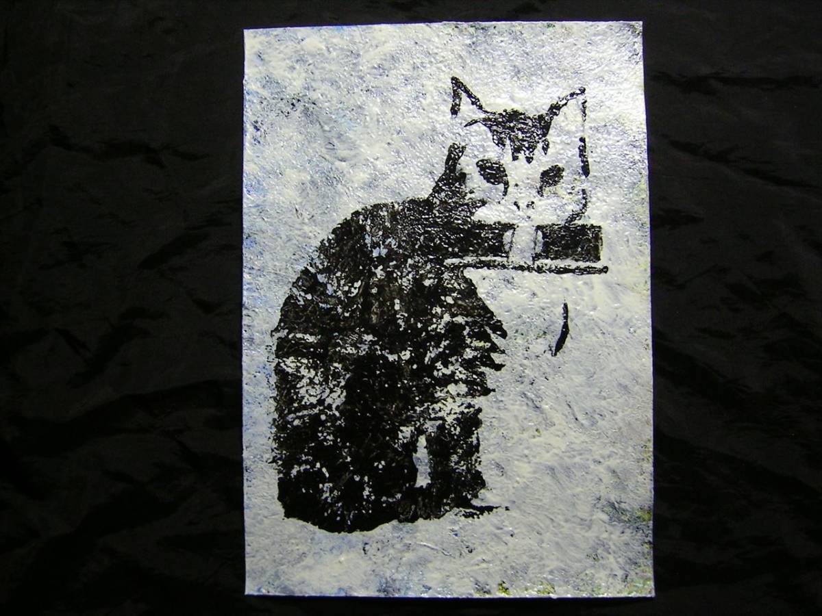 monochrome Kunst, Malerei, Bild, Kunst, handgezeichnete Illustration, Handschrift, Innere, Spezielle Verarbeitung, Tierzeichnung, Katze, Katze, Yoshimasa Michiku *Wird im Rahmen versendet, Kunstwerk, Malerei, Andere