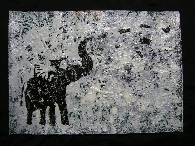 monochrome Kunst, Malerei, Bild, Kunst, handgezeichnete Illustration, Handschrift, Innere, Spezielle Verarbeitung, Elefant, Elefant, Yoshimasa Michiku *Wird im Rahmen versendet, Kunstwerk, Malerei, Andere