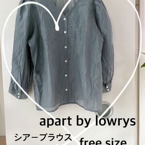 ☆TIME SALE☆【apart by lowrys】Vネック七分袖シアーブラウス　フリーサイズ