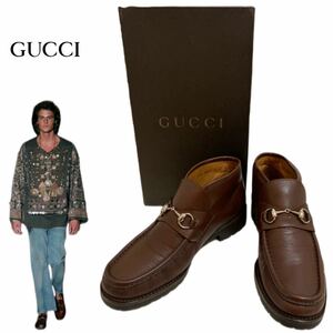 GUCCI VINTAGE グッチ ヴィンテージ 2005s MADE IN ITALY イタリア製 ホースビット レザーブーツ レザーシューズ ブラウン 41 E アーカイブ