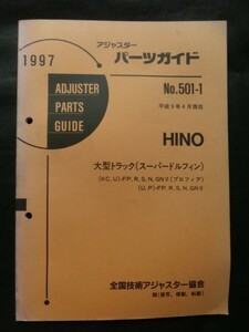 修理用 アジャスターパーツガイド 1997年 HINO 日野 大型トラック スーパードルフィン KC,U-FP,R,S,N GN#(プロフィア) U,P-FP,R,他 平成9年