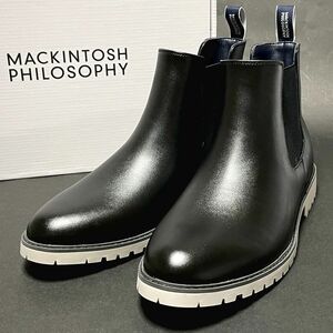新品 MACKINTOSH PHILOSOPHY マッキントッシュ フィロソフィー サイドゴア レイン ブーツ LL 27.5 ブラック 晴雨兼用　