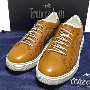 新品 Franceschetti/EPOCA UOMO フランチェスケッティ/エポカ ウォモ パンチングレザー スニーカー 27.0 キャメルブラウン系 イタリア製