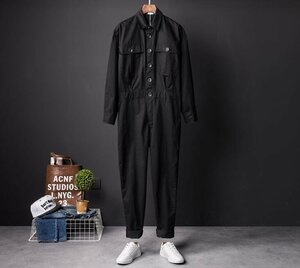 つなぎ 作業服 オールインワン つなぎ オーバーオール ペインターパンツ 長袖 カーゴ サロペット Ｓ～ＸＸＬ 　黒