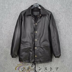 人気美品★ レザージャケット 上品　カジュアル　本革 牛革　高級　ライダースジャケット 　革ジャン Ｓ～4XL　黒