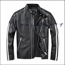 ライダースジャケット レザージャケット 本革牛革 革ジャン サイドライン メンズハレーバイクジャケット S~5XL 黒_画像9