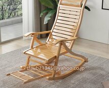 竹製ロッキングチェア レジャー用折りたたみチェア ランチブレイク オフィス仮眠ラウンジチェア 実木製椅子_画像2