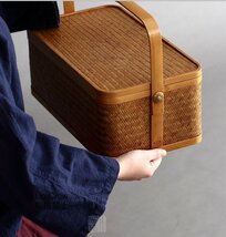 強力推薦手作り竹 茶箱 収納ボックス 茶器 バスケット 茶道具 工芸品 収納_画像1