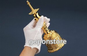 高品質真言宗 塔鈴 宝塔形 金剛鈴 仏教工芸品 筋彫り 真鍮製 24K 金メッキ加工 蓮華型法具