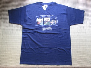 新品 値札付き☆DL Tシャツ／2001年 ディズニー カリフォルニアアドベンチャー グランドオープン XL 紺／DCA アメリカ ヴィンテージ