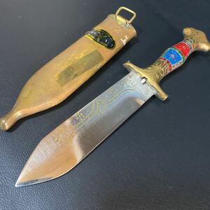 模造小刀　XIN JIANGKUCIE XIAOOAO 中国刀？　　全長約21cm ハロウィン　コスプレ　ペーパーナイフ　刃物　ナイフ　置物　真鍮？