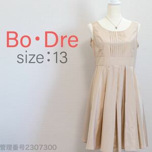 【送料無料】Bo・Dre(ボ・ドレ)ノースリーブ　ひざ丈ワンピース　パーティドレス　ベージュ　光沢感