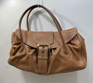 送料無料S71503 セリーヌ CELINE ラージシューケット ハンドバッグ レザー 茶　中古品