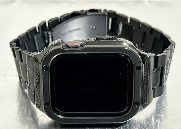 MB☆アップルウォッチバンド ステンレス カバー　Apple Watch ケース 44mm 45mm メンズ　レディース　一体型ベルトカバー
