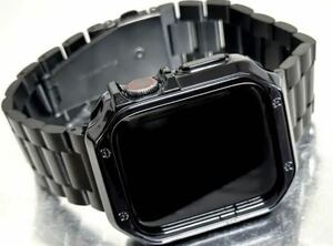 ブラック　TPU厚　ステンレス　アップルウォッチバンド Apple Watch カバー　ケース メンズ レディース 38mm 40mm 41mm 42mm 44mm 45mm