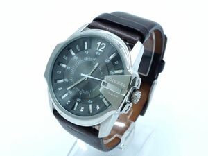 DIESEL ディーゼル DZ1206 マスターチーフ デイト 革ベルト 腕 時計 黒 ■■ ☆ dib3 メンズ
