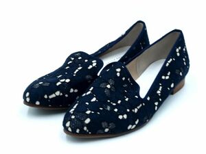 JELLY BEANS ジェリービーンズ 花柄 レース フラット パンプス size22.5/紺 ■■ ☆ dic7 レディース