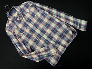 B:MING BEAMS ビームス チェック ウエスタン シャツ sizeS/青 ◇■ ☆ dia6 メンズ