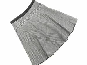  cat pohs OK INED Ined wool 100% Glenn check A line trapezoid skirt size9/ gray *# * dia7 lady's 