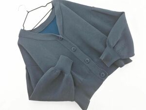  azur bai Moussy V neck cardigan sizeM/ blue gray *# * dib9 lady's 