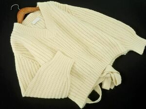  Cecil McBee V neck knitted sweater sizeM/ ivory *# * dic8 lady's 