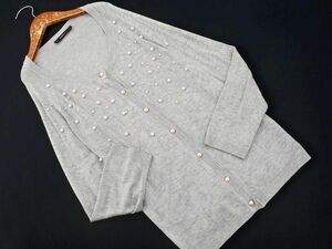 ZARA ザラ パールビジュー ニット カーディガン sizeS/グレー ◇■ ☆ dic9 レディース