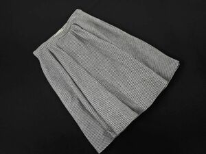 AMBALI アンバリ ウール混 ストライプ フレア スカート size42/白ｘ黒 ◇■ ☆ dic9 レディース