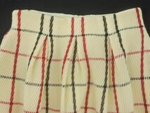 agnes b アニエスベー ウール混 チェック Aライン 台形 スカート size36/オフホワイトｘ黒ｘ赤 ◇■ ☆ dic9 レディース_画像2