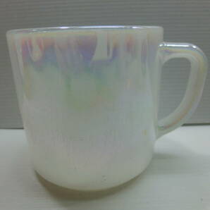 《フェデラル》オーロラ『マグカップ・スタッキングマグ』USA /ミルクガラス.耐熱ガラス/傷ありの画像1