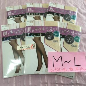 グンゼ Tuche シャイニープチメッシュ　ヌードベージュ M-L ストッキング　6足セット