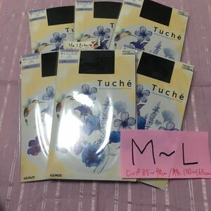 グンゼ　Tuche ミニダイヤ柄　ブラック M-L 黒　ストッキング　6足セット