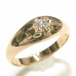 J◇K18【新品仕上済】1粒ダイヤ デザイン リング 指輪 16号 ピンクゴールド 18金 ダイヤモンド diamond pink gold ring【ネコポスOK】