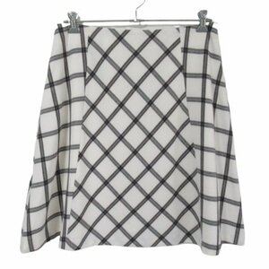 OA9*[ beautiful goods ] Indivi switch check pattern flair skirt white black 46 17 number large size 127-79727... autumn winter INDIVI